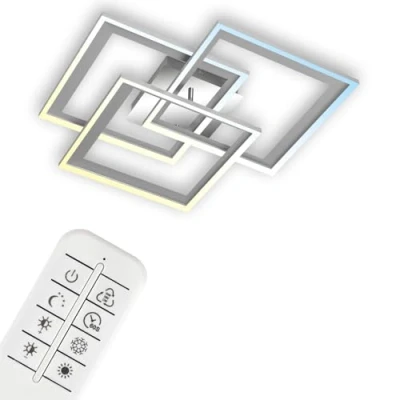 Immagine di BRILONER plafoniera LED, dimmerabile, LED con telecomando, cornice temperatura colore regolabile, sottosquadro, cromo alluminio, 560x560x90 mm