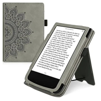 Immagine di kwmobile Custodia eReader Compatibile con Pocketbook Touch Lux 4/5/Touch HD 3/Color (2020)/ Vivlio 5 Cover eBook Pelle PU Stand Cinturino Porta Carte Sole