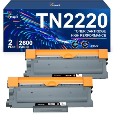 Immagine di 7Magic TN2220 Toner In sostituzione di Compatibile per Brother TN2210 TN2010 MFC 7360N HL 2130 DCP 7055 7055W 7065DN FAX 2840 7460DN 2135W (Nero, 2 pack)