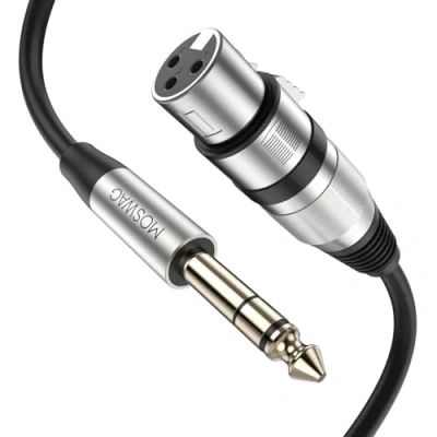 Immagine di MOSWAG XLR Kabel, Interconnessione Bilanciata Femmina 6,35 mm Jack TRS Kabel per microfono dinamico, altoparlante, amplificatore Microfono, console audio, Mixer 1M