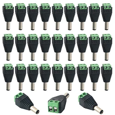 Immagine di QitinDasen 30 Pezzi 5.5 X 2.1 mm DC Vite Terminale Spina Connettore, 12V Alimentazione Jack Connettore Adattatore, 2 Pin Maschio per CCTV Telecamera LED Striscia