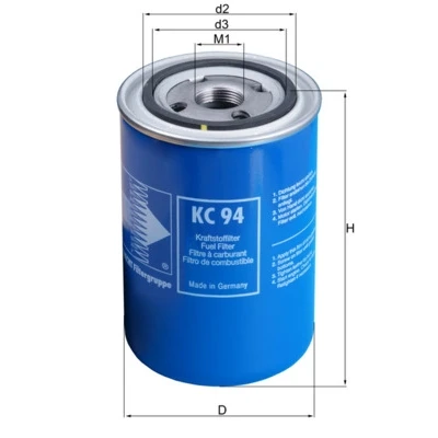 Immagine di MAHLE ORIGINAL KC 94 Filtro Carburante ad avvitamento SCANIA: 4 series, P,G,R,T series