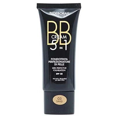 Immagine di Deborah Milano BB Cream Fondotinta Viso 5 in 1, 03 Sand, Effetto Antiossidante, Minimizza le Imperfezioni e Dona una Pelle Levigata Nutrita, 30 ml