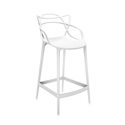Immagine di Kartell Masters Stool Sgabello, Tecnopolimero termoplastico Riciclato con Carica Minerale e Trattamento Soft Touch, Bianco, H. 65, Opaco