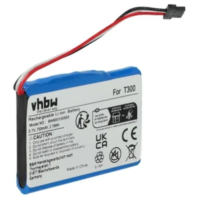 Immagine di vhbw 1x batteria compatibile con Mitac Mio Moov 400, 405 navigatore GPS (750mAh, 3,7V, Li Ion) Sostituisce 338937010172, T300 3