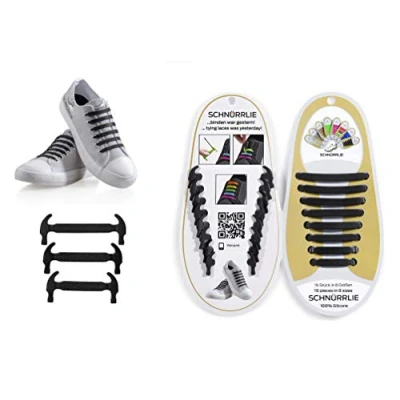Immagine di SCHNÜRRLIE Lacci elastici in silicone senza scarpe gomma piatta per bambini e adulti Argento Grigio