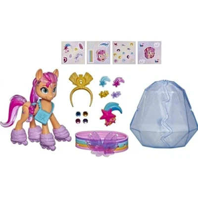 Immagine di My Little Pony: a New Generation Crystal Adventure Sunny Starscout, 7,5 cm, frangia arancione con accessori sorpresa