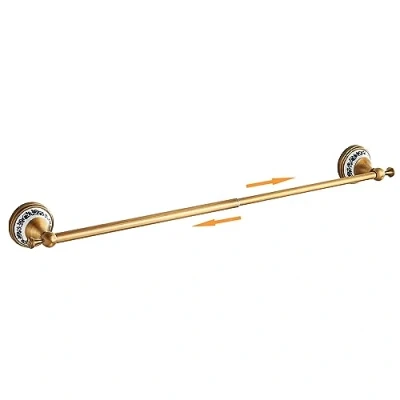 Immagine di Barra portasciugamani in ottone bronzo antico, regolabile da 39,5 a 70,5 cm, per asciugamani bagno, accessori hardware design porcellana
