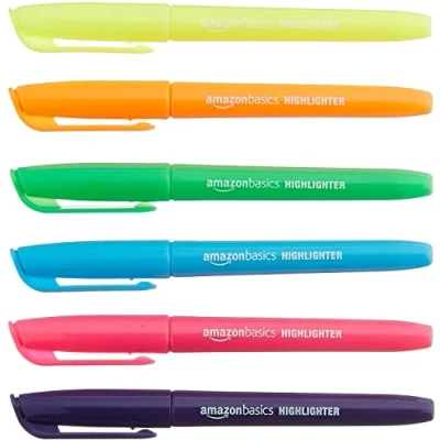 Immagine di Amazon Basics Evidenziatori, confezione da 12 Colori assortiti , Vivaci