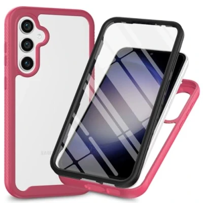 Immagine di XINNI Cover per Samsung Galaxy S24 5G, Protezione Schermo Integrata 360 Gradi Antiurto Custodia, Rugged Doppia Faccia Bumper Trasparente Full Guscio Fronte Retro Case, Rosa