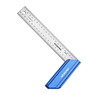 Immagine di WORKPRO Squadra da Falegname 200mm con Lama in Acciaio Inossidabile e Manico Alluminio, Quadrata per Lavorazione del Legno
