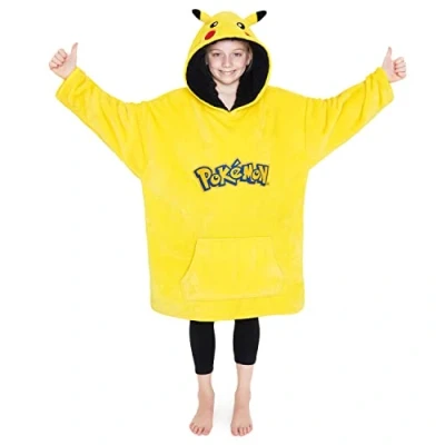 Immagine di Pokémon Felpa Cappuccio Oversize con Foderato in Sherpa Ragazzo (Pikachu Giallo/Nero)