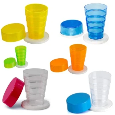 Immagine di Kimmel Tazza pieghevole telescopica con specchio, per campeggio, picnic, viaggi, casa, taglia unica; bianco trasparente