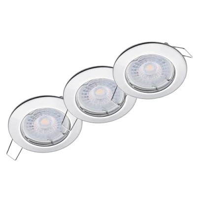 Immagine di Oktaplex lighting Sedan Set di 3 faretti a incasso LED con modulo da 4,8 W 3000K 230V 380lm bianco caldo 110 Spot cromo, misura del foro 60 70 mm
