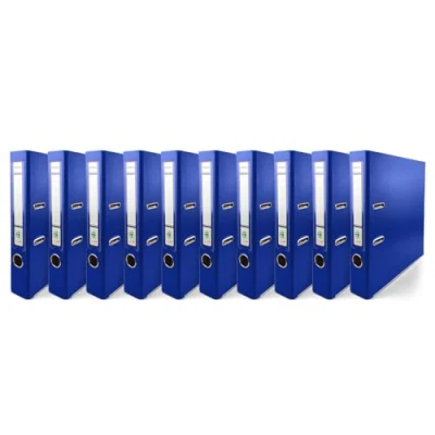 Immagine di Netuno 10 raccoglitori cartone ecologico riciclato blu a 2 anelli A4 dorso 5 cm per ufficio scuola archivio faldoni portadocumenti