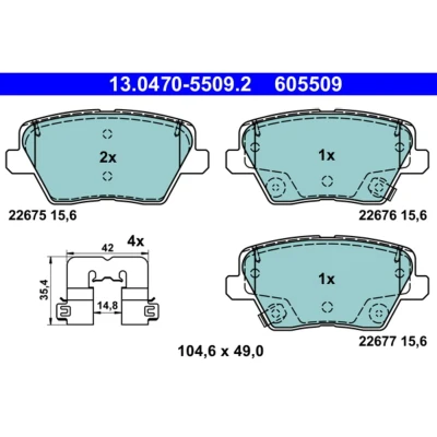 Immagine di ATE 13.0470 5509.2 Kit pastiglie freno con segnalatore acustico usura accessori KIA: XCeed, Proceed, Ceed III Hatchback