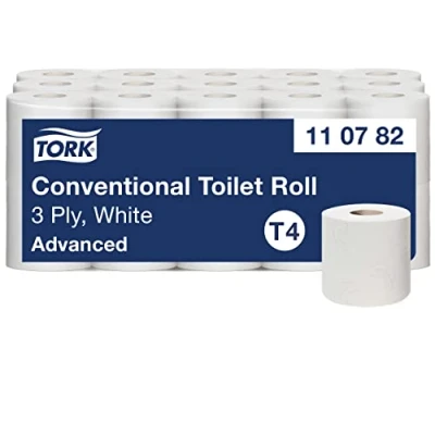 Immagine di Tork 110782 rotoli Carta Igienica tradizionale Advanced Extra Soft, 3 veli, compatibile con sistema T4, 30 (30 x 250 strappi), bianca