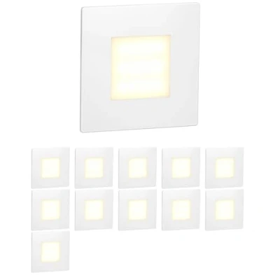 Immagine di ledscom.de 12 LED luce per scale/apparecchio da incasso FEX interni ed esterni, angolare, 85 x mm, bianco caldo