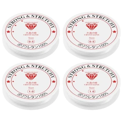 Immagine di 4 Pezzi Filo Elastico Per Braccialetti Resistente,0.5 1.0mm Braccialetti, 17 5m Elastico,Trasparente,Per Bracciali, Collane, Creazione Di Gioielli Fai Da Te