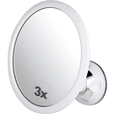 Immagine di Mirrorvana Specchio da Doccia con Ingrandimento 3X Rasatura Senza Nebbia Ventosa Superficie Infrangibile e Girevole a 360, 17cm x