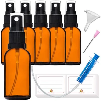Immagine di HandsUnity Boccetta Spray Vuota 30ml 6pz Bottiglia Vetro Ricaricabile Ambrata Flacone Vuoto per Profumi, Liquidi, Viaggio, Cosmetici, Farmacia Bottiglie di Piccole con Atomizzatori