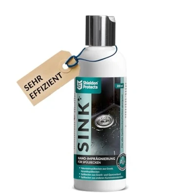 Immagine di Shieldon Protects Impregnante per Lavelli in Granito Protezione Duratura con Nanotecnologia SINK è Ideale Blanco Silgranit, Altre Superfici Pietra Naturale e Conglomerati 200 ml