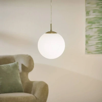 Immagine di EGLO lampada a sospensione Rondo, sospensione, in acciaio, nichel opaco, vetro opalino bianco attacco E27, Ø 25 cm