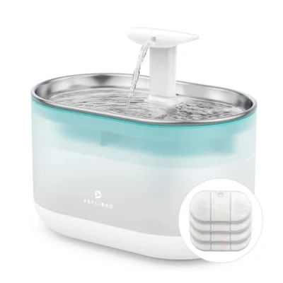 Immagine di PETLIBRO Fontana per gatti Ultraise, 2,1 l, in acciaio inox, gatti, due modalità di flusso, livello dell&#039;acqua visibile, senza BPA, e cani, con 4 filtri