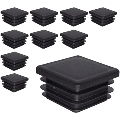 Immagine di SKIR&#039;CO tappi quadrati in plastica, 40 x mm, per tubi opachi, inserti quadrati, pali di recinzione, colore nero RAL 9005, 10 pezzi