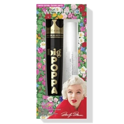 Immagine di Wet n Wild Marilyn Monroe Big Drama Eye Set, Set di Mascara Nero Volumizzante e Trasparente per Ciglia Sopracciglia, Formula Nutriente con Olio Ricino, Pro Vitamina B5 Proteine Soia