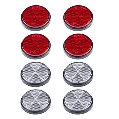 Immagine di BEIJISTAR Kit Riflettore per Rimorchio, 4 Rosso Catarifrangente, Bianco Catarifrangente Autoadesivo Tondi, Camion Rimorchio RV Caravan