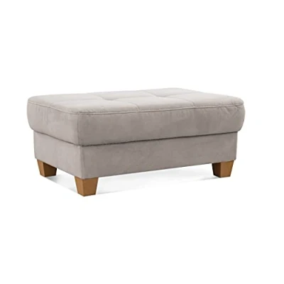 Immagine di CAVADORE Sgabello Puccino con piedini in legno stile rustico/sgabello per divano color crema/99 x 45 65 cm