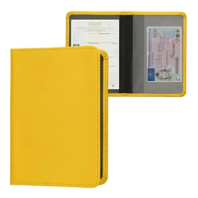 Immagine di kwmobile Custodia in pelle PU per Libretto Circolazione Auto Cover Portalibretto con Scomparti Tessere Patente Foderina Porta Documenti giallo