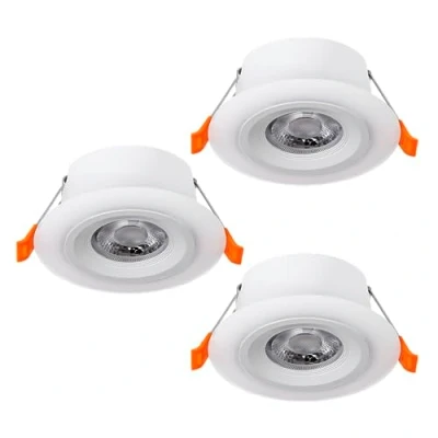 Immagine di Eglo Calonge Set di 3 faretti a LED da incasso, punto luce con plafoniera rotonda, illuminazione per controsoffitto, faretto soffitto in plastica, bianco, diametro 7 cm