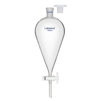 Immagine di Labasics Imbuto Separatore Conico a Parete Pesante in Vetro Borosilicato con 24/29 Giunti e Rubinetto di Arresto PTFE, 1000 ml