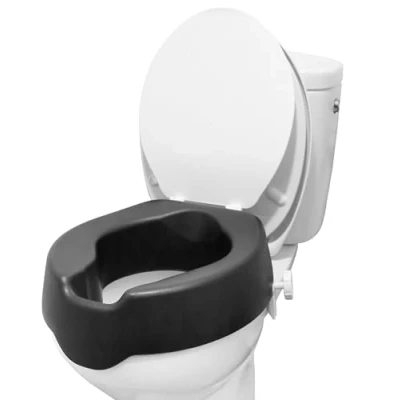 Immagine di KMINA Rialzo WC per Anziani con Coperchio (10 cm, Morbido), Bagno Disabili, Alzawater Anziani, Sollevatore Nere.