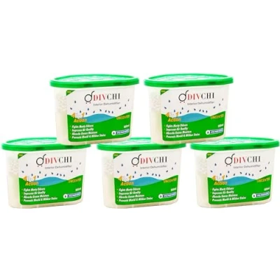 Immagine di DIVCHI Confezione da 5 deumidificatori per interni 500 ml, fermare umidità, muffa, condensa e casa, cucina, armadio, camera letto, roulotte, ufficio, garage, bagno, cantina