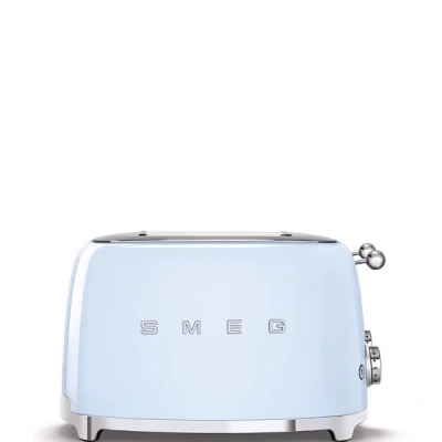 Immagine di Smeg, Tostapane 4x4 TSF03PBEU, 4 Scomparti da 36mm, 6 Livelli di Doratura, Funzione Riscaldamento, Scongelamento e Bagel, Espulsione Automatica del Pane, 2 Cassetti Raccoglibriciole, 2000W, Azzurro