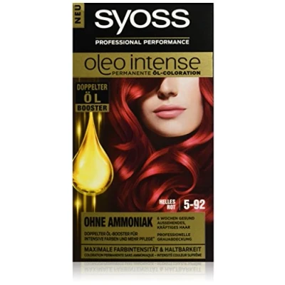 Immagine di Syoss Oleo Intense Colore per capelli, 5 92, rosso chiaro, confezione da 3 (3 x 115 ml)