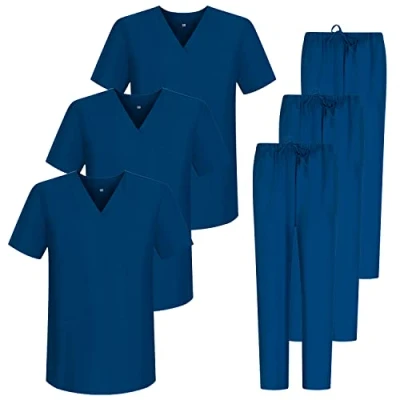 Immagine di MISEMIYA Confezione * 3 Set Uniforme Medica con Maglia e Pantaloni Uniformi Mediche Camice sanitarie Ref.3 8178 Medium, Blu Marino 68