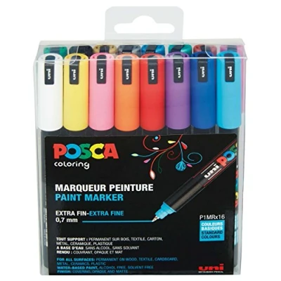 Immagine di uni ball 181716 Pennarello POSCA con punta calibrata, set da 16 pezzi