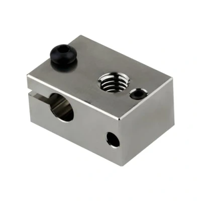 Immagine di Stampante 3D 500 ℃ Blocco riscaldatore in rame placcato ad alta temperatura per PT100 Cartuccia Sensore Versione V6 Hotend Titan Aero estrusore (rame)