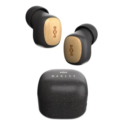 Immagine di House of Marley Smile Jamaica True Wireless Earbuds Piccoli auricolari Bluetooth, 14 ore di autonomia, TWS Bluetooth con custodia ricarica, materiali sostenibili, nero