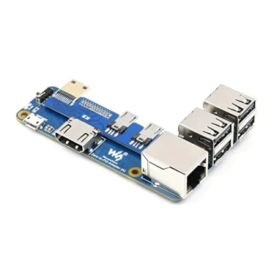 Immagine di Waveshare Adattatore da Raspberry Pi Zero a 3 Model B/B+, Integrata 4 CH USB Porta, 100M Ethernet Porta e HDMI Alternativa per 3B/B+, Supporto 2W