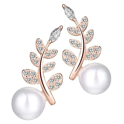 Immagine di MICGIGI Orecchini da donna a forma di foglia, in argento Sterling 925 e zirconia cubica