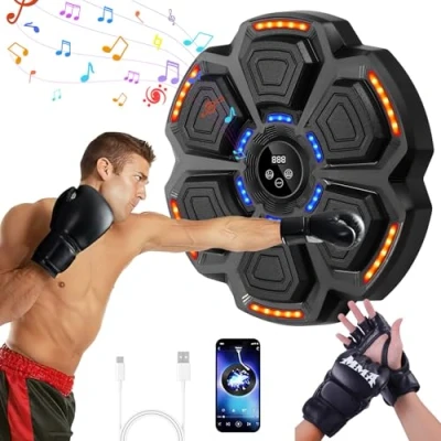 Immagine di UOEONR macchina da pugilato musicale per adulti,Boxe parete con 9 modalità e conteggio, boxe guanti boxe,Bluetooth Musicboxing bambini Allenamento a casa