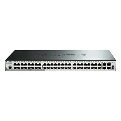Immagine di D Link DGS 1510 52X/E, 52 porte Layer 2/3 Smart Managed Gigabit Stack Switch (48 x 10/100/1000 Mbit/s, 4 10 G SFP+) Solo cavo di rete EU, Nero/Grigio
