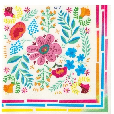 Immagine di Talking Tables Tovaglioli di carta colorati bohémien, morbidi, usa e getta, per cene estive, barbecue, picnic, compleanno dei bambini, feste Encanto, festival, decoupage, confezione da 50