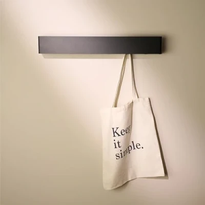 Immagine di design Amburgo Appendiabiti da parete I Attaccapanni muro ingresso Accessori d&#039;ingresso Appendi abiti per con ganci nascosti in metallo Nero 57 cm