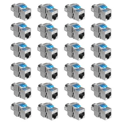 Immagine di kwmobile Connettore Cavo di Rete CAT8 Set 24x Moduli Keystone Jack RJ45 Prolunga Ethernet LAN Modulo Schermato Accoppiatore Cat 8 40 Gbit/s
